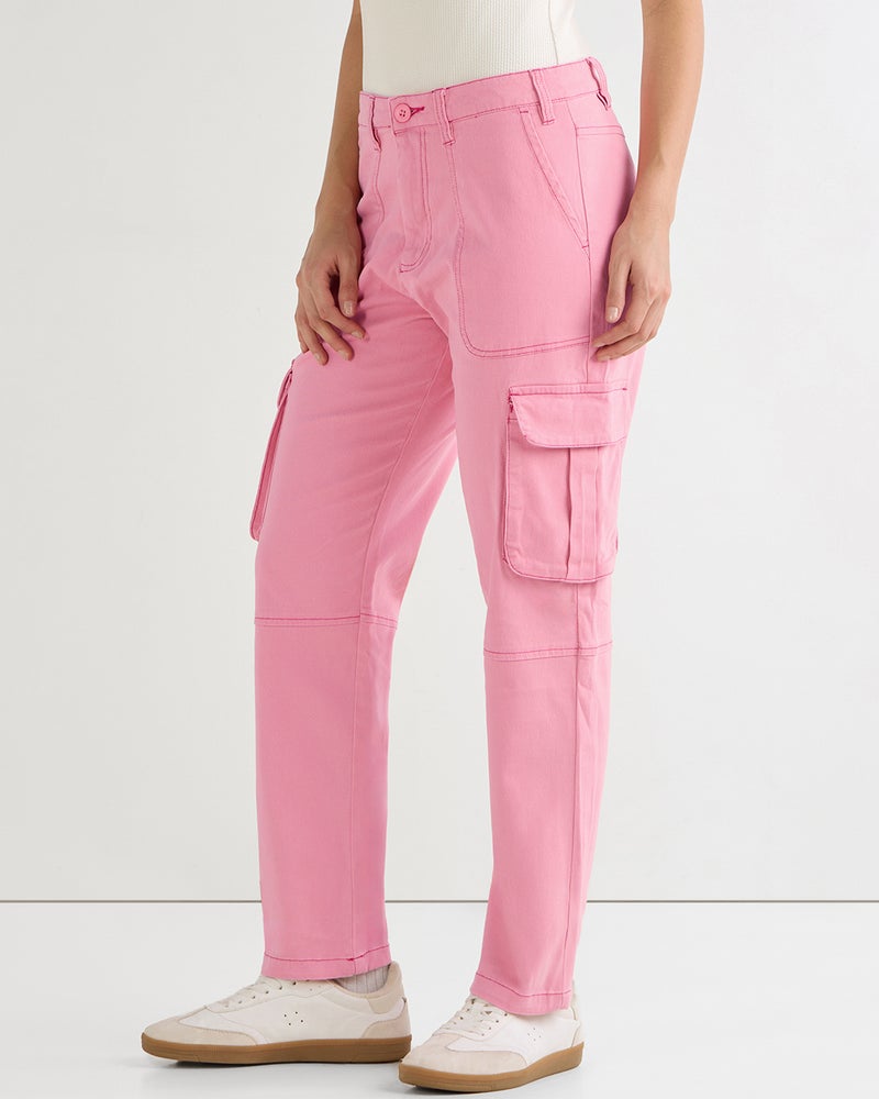 bewakoof Women's Pink Cargo Pants - Image 2